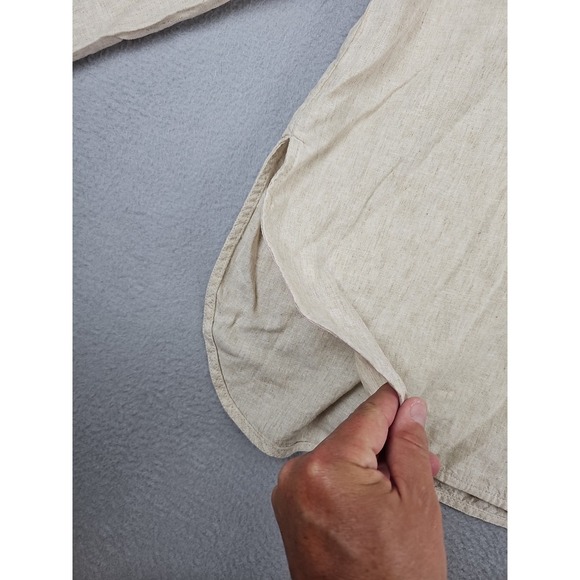 New Old Navy Linen-Blend Button-Down The Boyfriend Shirt Size Medium Beige $40 - Picture 5 of 12